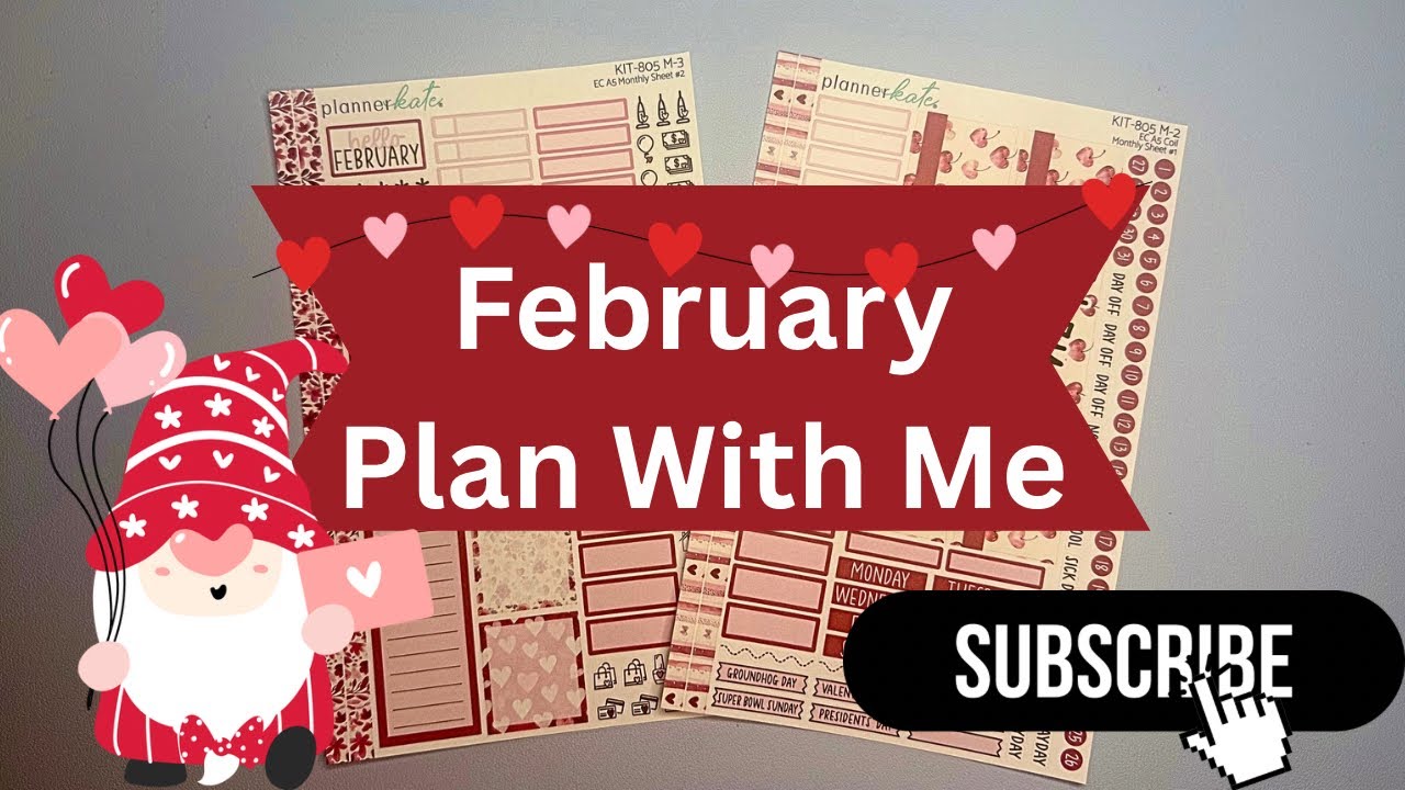 🩷 Планируйте на февраль вместе со мной | Ежемесячное планирование | Наклейки Planner Kate 🩷