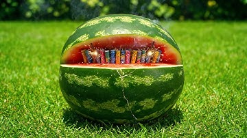  Fireworks Exploding Inside a Watermelon?!