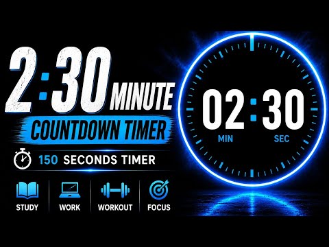 ⏳ 2 Minute 30 Second Countdown Timer | 150 Second Timer | 2 min 30 sec timer | Perfect for cooking 