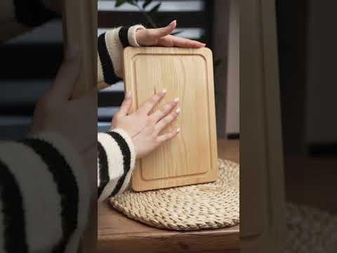 Сервірувальна дошка для подачі 35×25 см прямокутна Wood Lugi, досточка для нарізки кухонна ясен сервіровка, видео 1