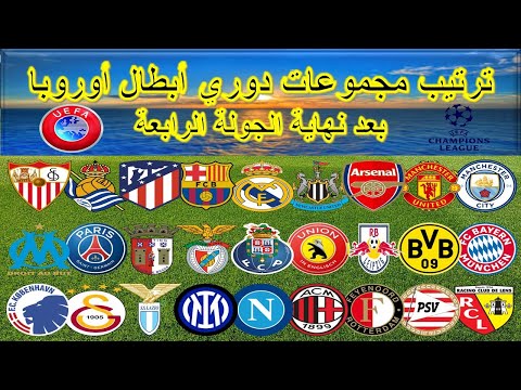جدول ترتيب مجموعات دوري أبطال أوروبا