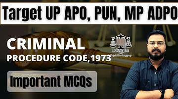 MOST IMPORTANT CRPC 1973  MCQs for All State Judiciary | Target UP APO,PUN,MP ADPO,PUN