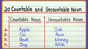 Examples of countable and uncountable noun | 20 examples | 20 examples of countable and uncountable