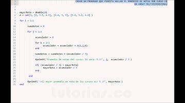 arrays – matLab (promedio de notas por curso)