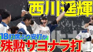 【平良攻略】西川遥輝『18打席ぶり安打が殊勲のサヨナラ打』
