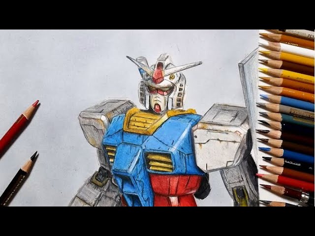 ガンダムのガンプラを描いてみた 色鉛筆 Realistic Drawing Of Gundam Plastic Models Youtube