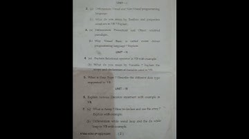 Question paper of Visual Basic 2022 (MDU) 5th sem.