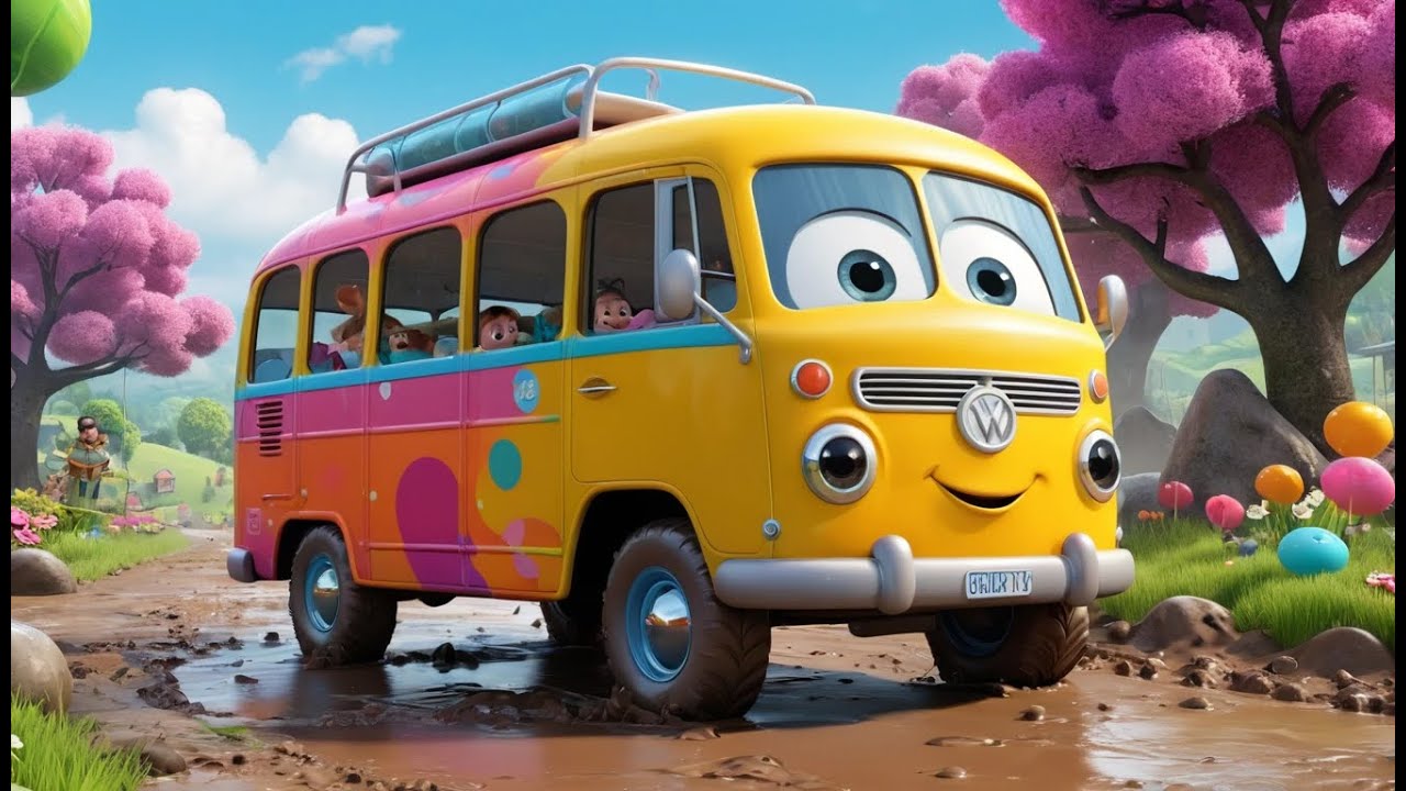 Wheels on the Bus – Wash Baby Cleans the Dirty Bus with Colors | Fun Learning Song for Kids |