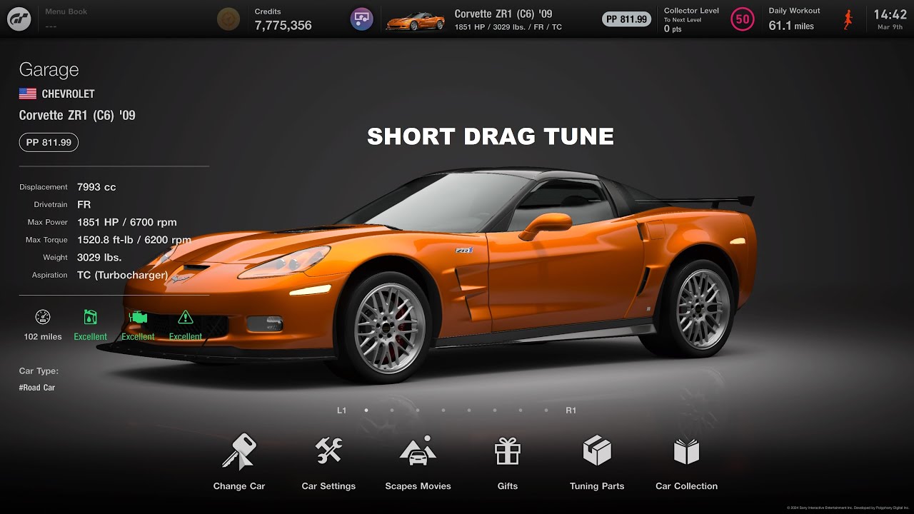 [Gran Turismo 7] C6 ZR1 short drag tune - YouTube