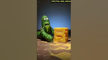 3D Animation Rotten Pickle Worm & Scared Cheese Cube    #animation #3danimation #cartoon