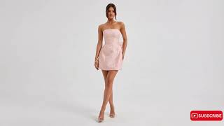 Lace Up Sleeveless Satin Mini Dress With Bow