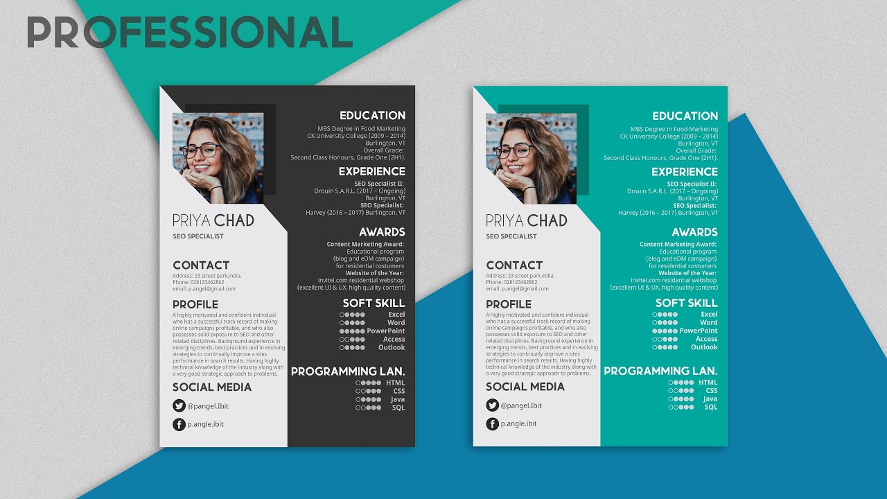 CV/Resume Design in Illustrator CC || How to Make Professional Resume