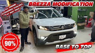 Brezza 2025 Base to Top Full Modification | Genuine Accessories with Price 💰 Delhi Market