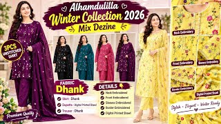 Winter Collection 2026 | 3PC Unstitched Dhank Suit | Embroidered Shirt + Digital Printed Shawl