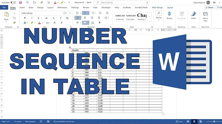 How to get a sequence of numbers in a table in Microsoft Word