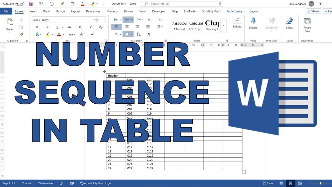 How To Get A Sequence Of Numbers In A Table In Microsoft Word