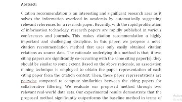 Context Based Collaborative Filtering for Citation Recommendation