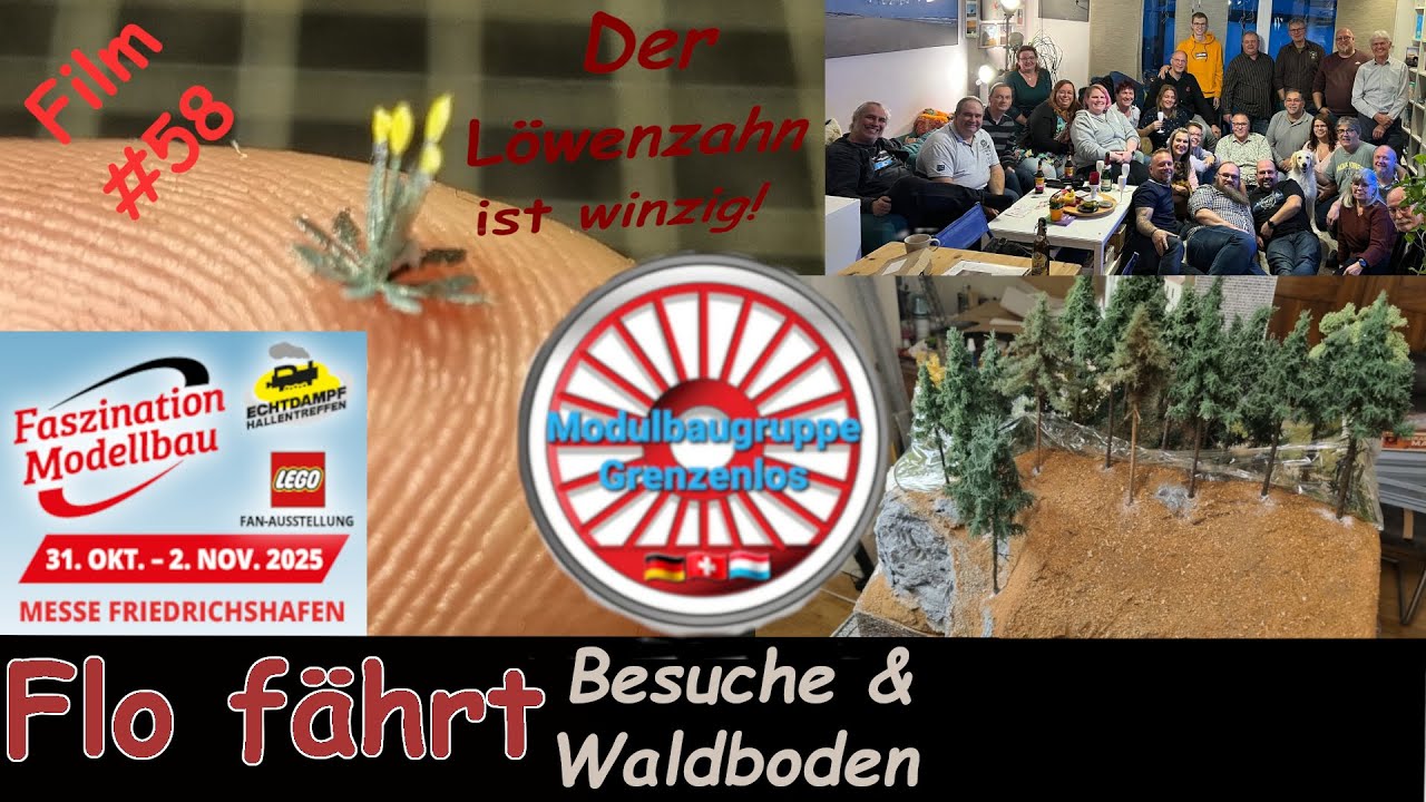 Auf dem Modul wird geschottert, es entsteht der Wald und Flo fährt besucht Moba-Kollegen im Film 58