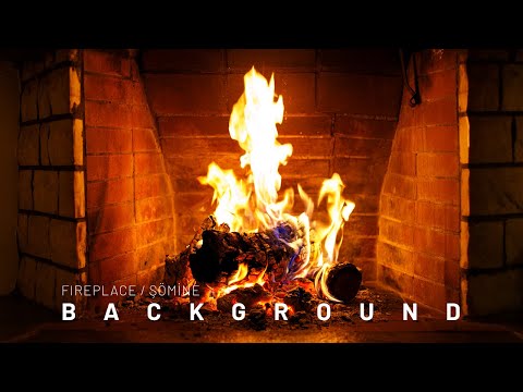 Burning woods in fireplace background video / Şömine, odun ateşi arka planı.