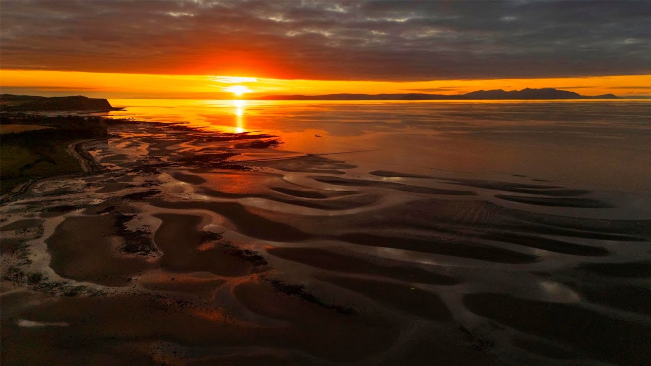 Sunset at Greenan Beach | Relaxing Drone Footage