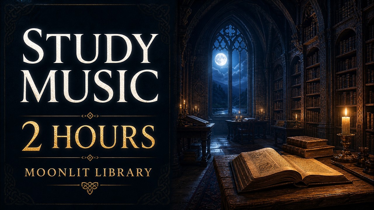 2 Hour Study Music | Celtic Moonlit Library for Deep Focus - YouTube