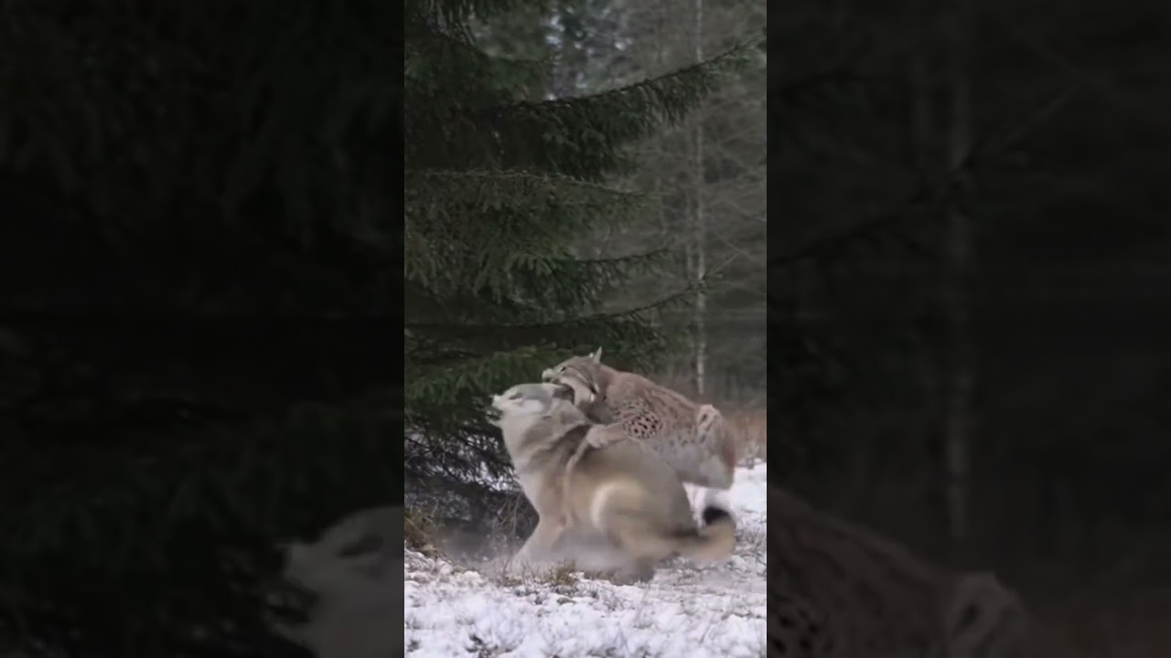 Lynx Jumps On Wolf In Epic Showdown! 