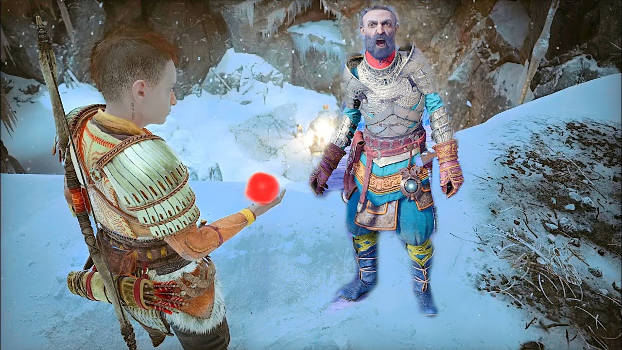 Atreus throwing Snowball on Sindri God of War Ragnarok YouTube