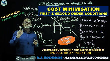 COST MINIMISATION - CONDITIONS - LAGRANGE MULTIPLIER-CONSTRAINED OPTIMIZATION-MATHEMATICAL ECONOMICS