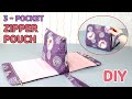 DIY MULTI ZIPPER POUCH / 3-pocket makeup pouch / sewing tutorial [Tendersmile Handmade]