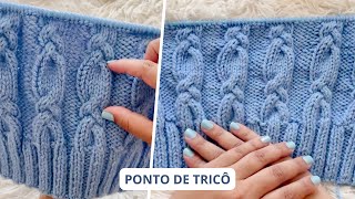 Ponto de Tricô Lindo! VARIAÇÃO DE TRANÇA | Passo a Passo Para Iniciantes 