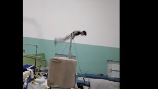 Gymnast Flipping On A Bar Gets Hit Hard