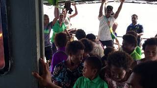 Rough seas aboard a copra boat near Karkar Island, Papua New Guinea