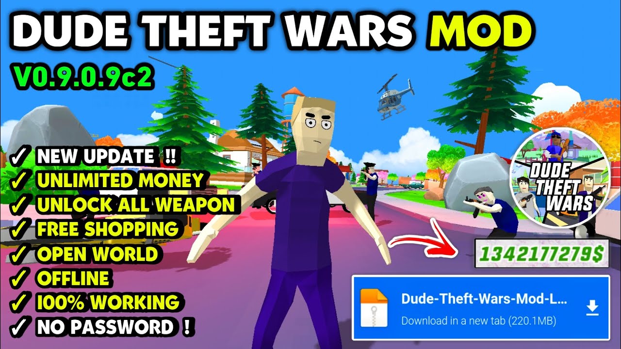 Dude Theft Wars Mod Apk v0.9.0.9c2 Unlimited Money & Unlock