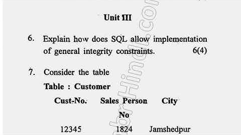 2019 BSc CS 6th Sem Relational Database Management System Question Paper