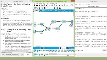 Packet Tracer - Configuring Floating Static Routes