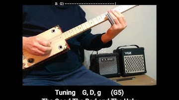 The Good, The Bad And The Ugly - Short "No Chat" Easy Lesson - 3 String Cigar Box Slide Guitar