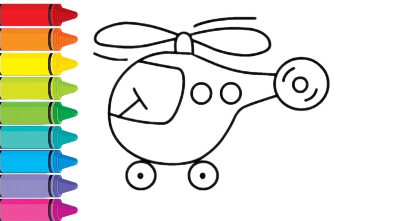 Cute helicopter Drawing, Painting & Coloring For Kids and Toddlers_ Child Art