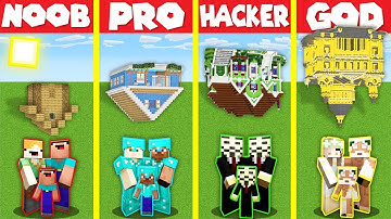 Minecraft Battle: UPSIDE DOWN HOUSE HOUSE BUILD CHALLENGE - NOOB vs PRO vs HACKER vs GOD / Animation