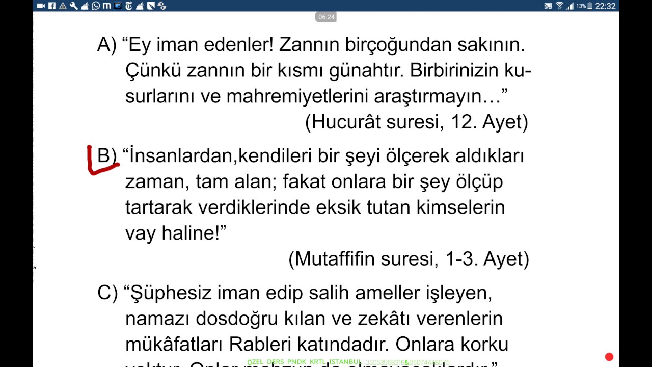 6.SINIF DİN KÜLTÜRÜ VE AHLAK BİLGİSİ 2.DÖNEM 1.YAZILI SINAVI SORU VE
