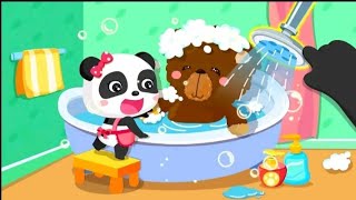 Happy clean baby panda 🐼cleaning 🧼 toy / cycle,shoes /  home clean / kide game /kide cartun screenshot 5