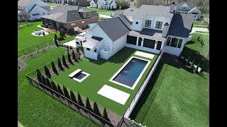 Modern style backyard with pool and hot tub installation (start to finish)