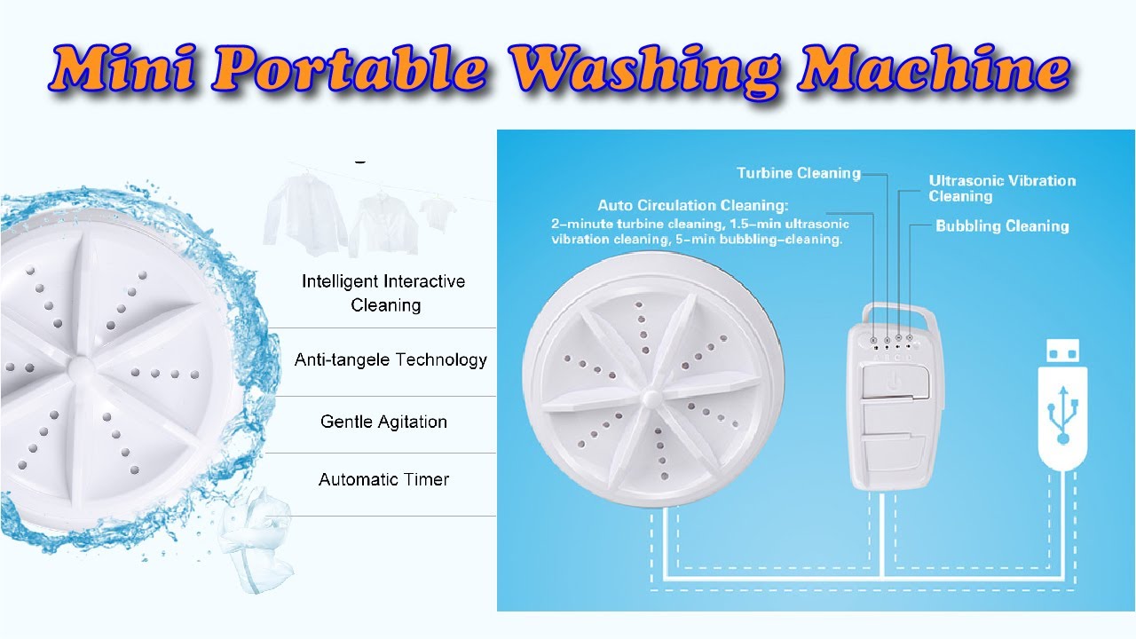 Mini Portable Washing Machine Ultrasonic Turbine Washer Mini ultrasonic washing machine