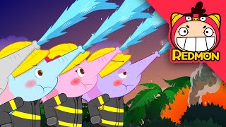 Elephant fireman song | Animal Songs | Nursery Rhymes | Elephant firefighter | REDMON