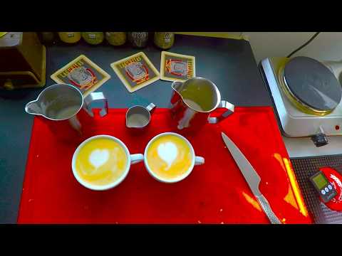 Milk juggling for latte art, Moka pot + DeLonghi Cappuccinos
