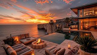 Happy Bossa Nova Jazz On A Seaside Balcony At Sunset - Relaxing Jazz And Ocean Waves To Focus, Work