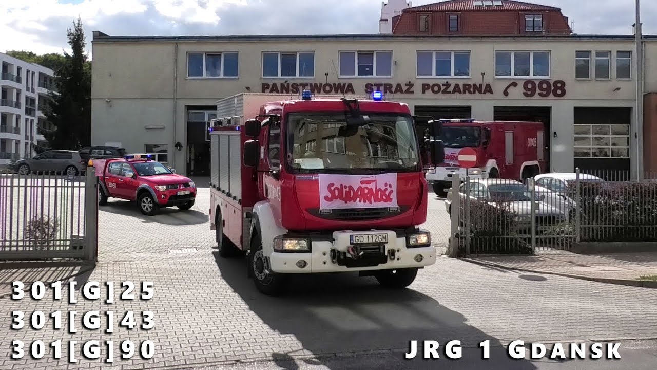 Wyjazd alarmowy 3 zastępów z JRG 1 GDAŃSK - GCBA SRt SLOp - Straż Pożarna alarmowo