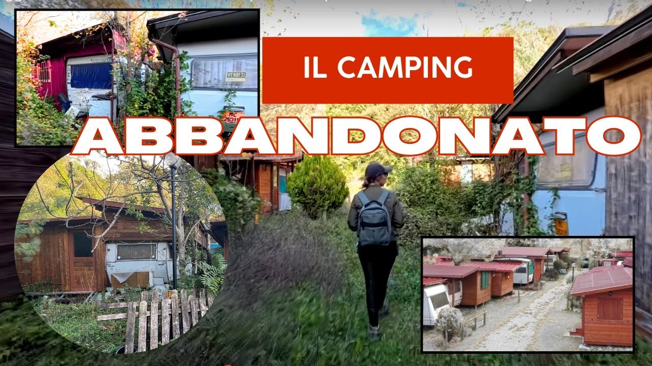 Campeggio abbandonato - decine di camper con le porte chiuse avvolti dalla vegetazione!!