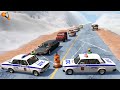 ЛЕДЯНОЙ КАПКАН! ПРОБКА НАЧАЛА ДВИГАТЬСЯ ПО ЛЬДУ НА СПУСКЕ | BeamNG.drive