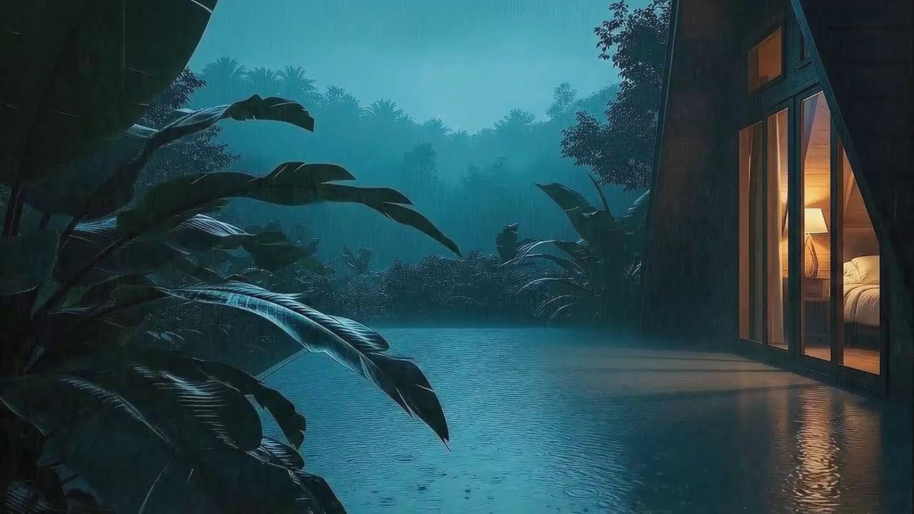 Quick Sleep with Soft Rain Sounds and Rolling Thunder Murmur at Cozy Cabin 🌧️