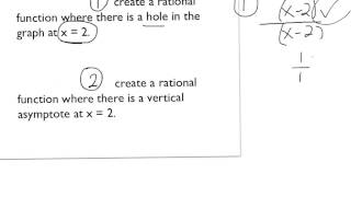 8 2a creating a rational function from a description hole and VA